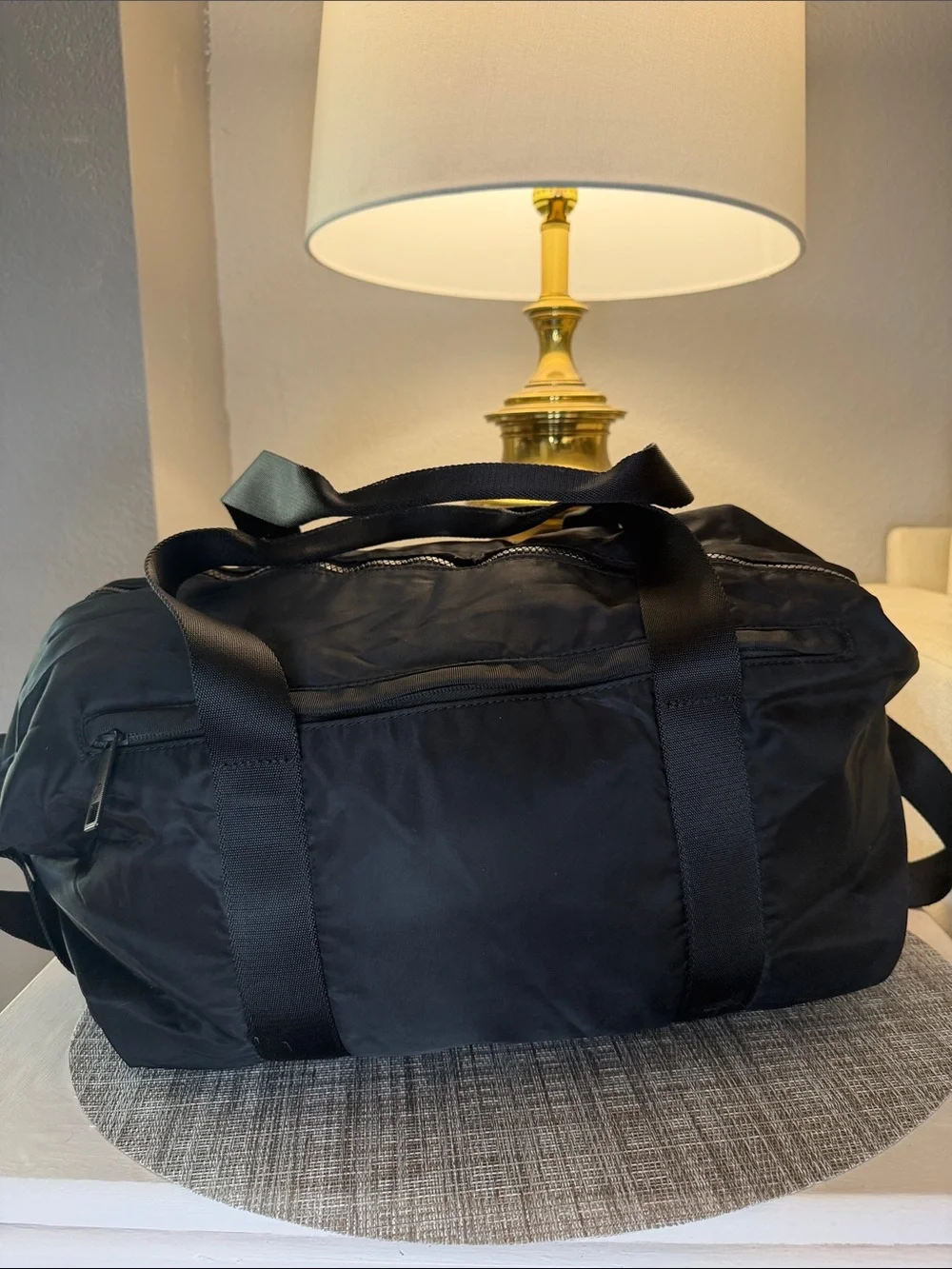 lululemon athletica Black Duffel Bag with Shoulder Strap